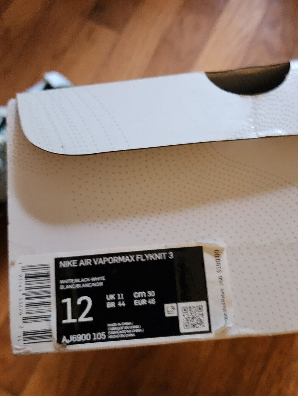 Nike Air VaporMax Flyknit 3 sneakers in the "Zebra" (Mint/Black) RARE COLOR Sz12 - Picture 5 of 7